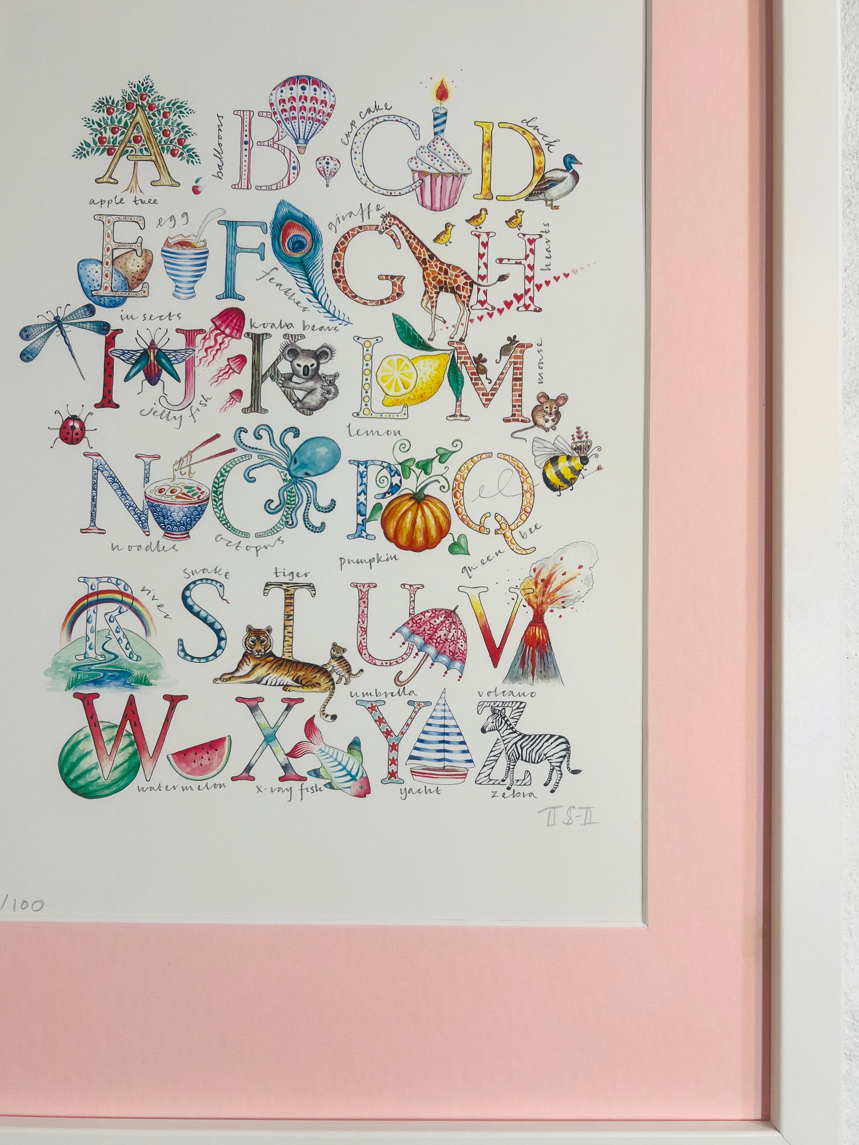 ABC framed print limited edition Pink
