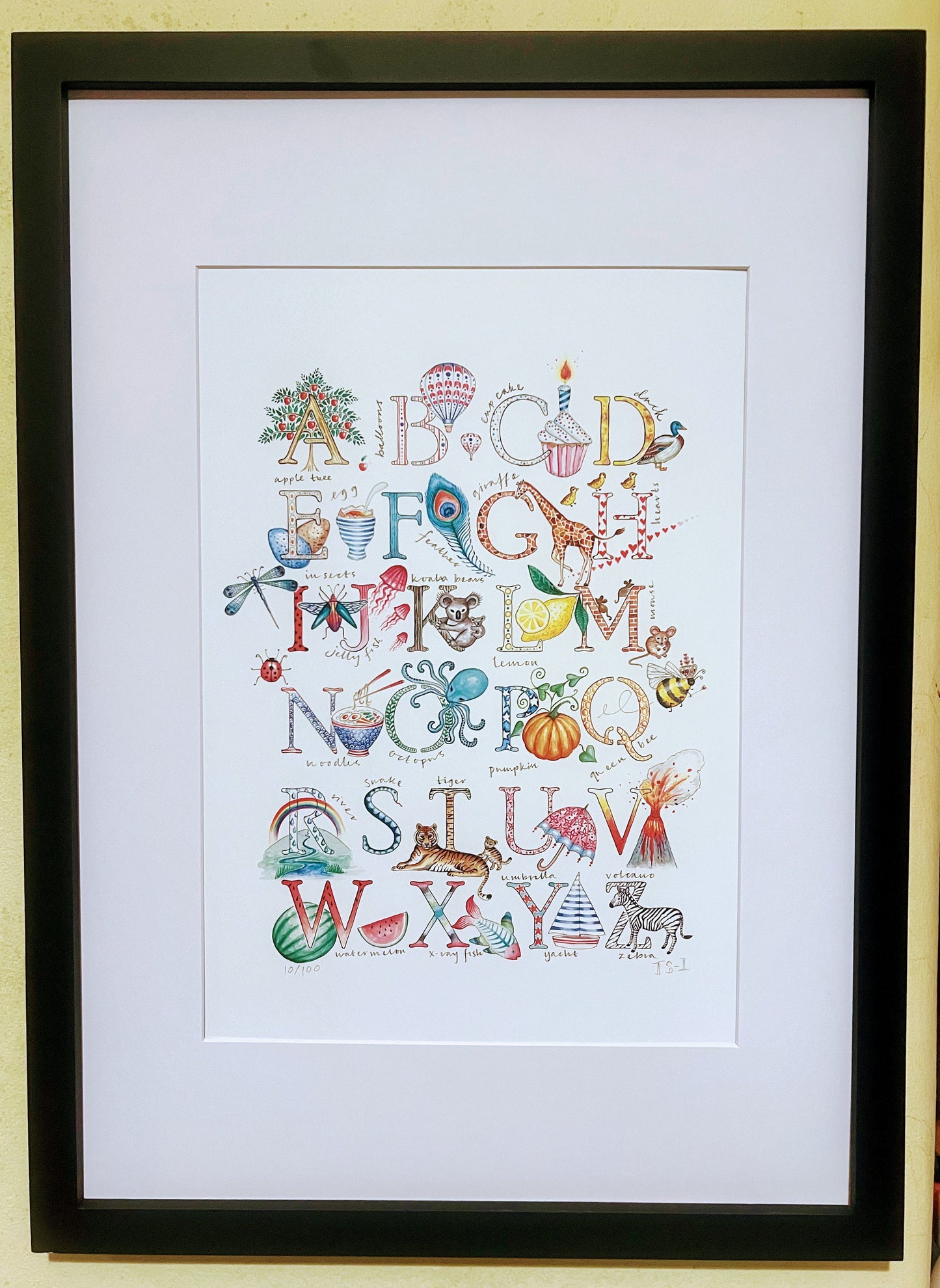 A4 ABC print in Black Frame