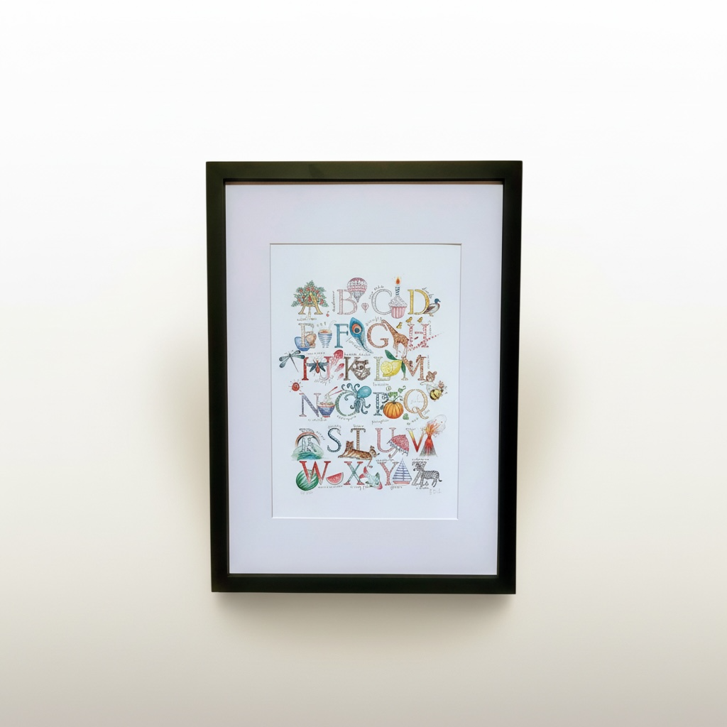 A4 ABC print in Black Frame