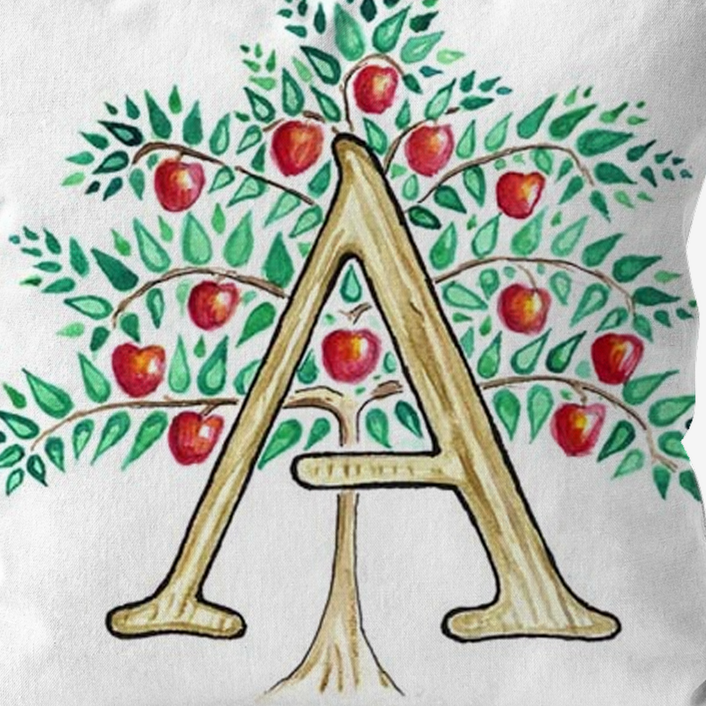 Illustrated Alphabet Linen Cushion Cover – Handmade in the UK | Personalised Letter Pillow | Nursery & Children’s Room Décor