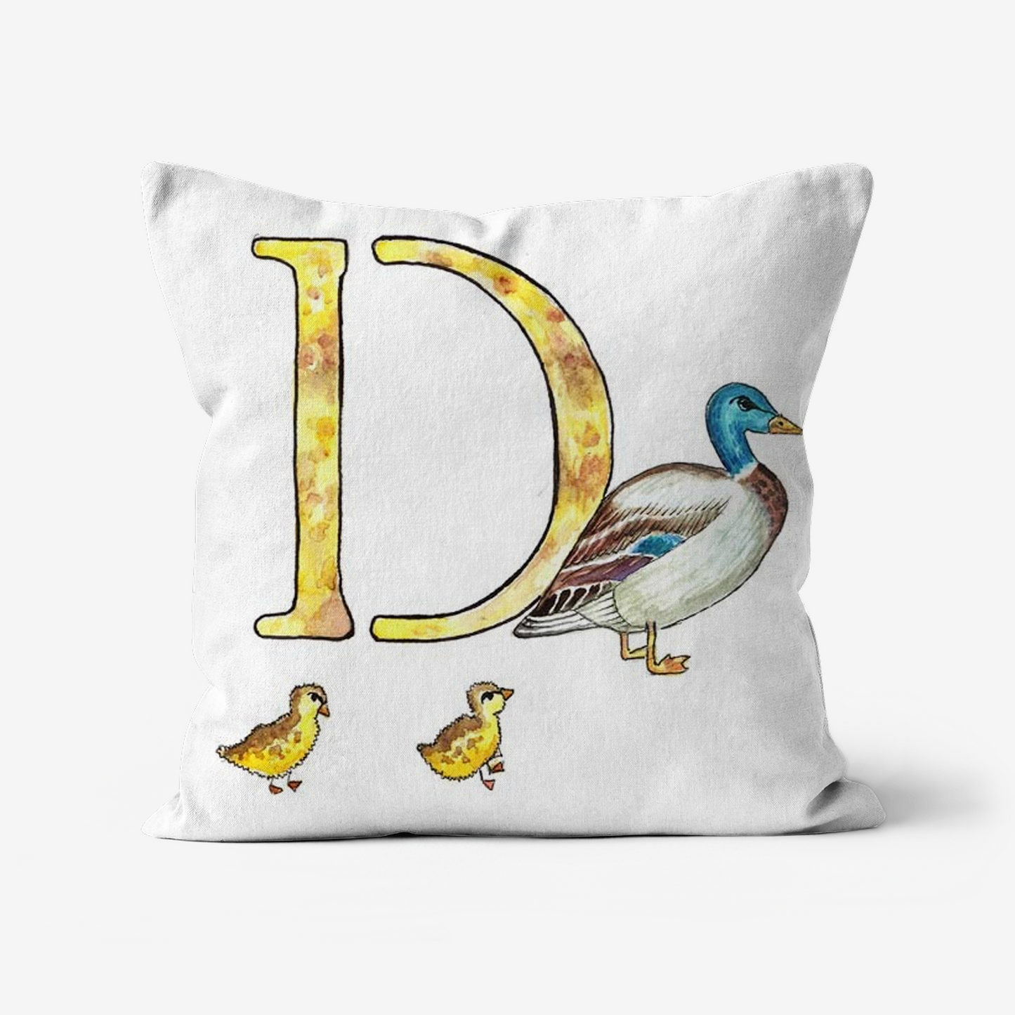 Illustrated Alphabet Linen Cushion Cover – Handmade in the UK | Personalised Letter Pillow | Nursery & Children’s Room Décor