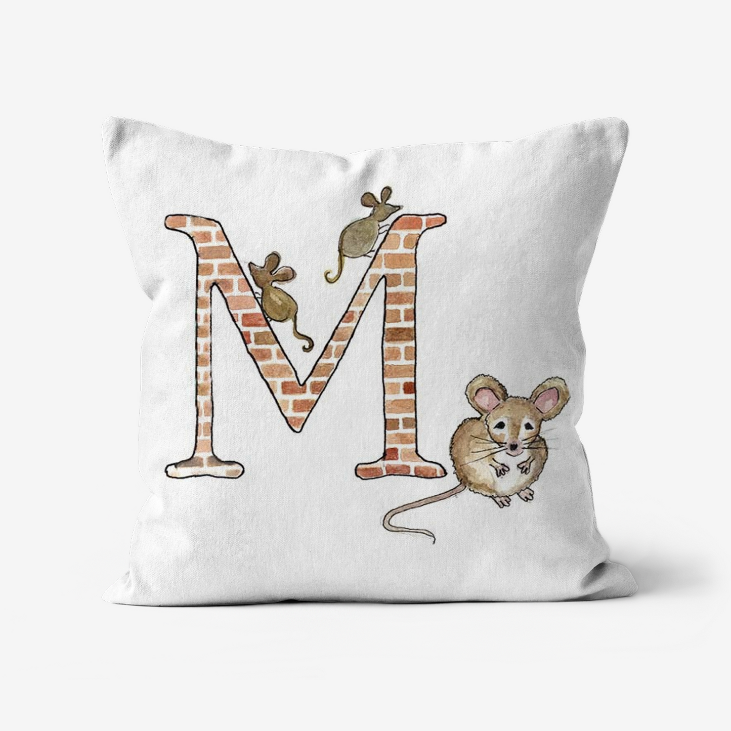 Illustrated Alphabet Linen Cushion Cover – Handmade in the UK | Personalised Letter Pillow | Nursery & Children’s Room Décor