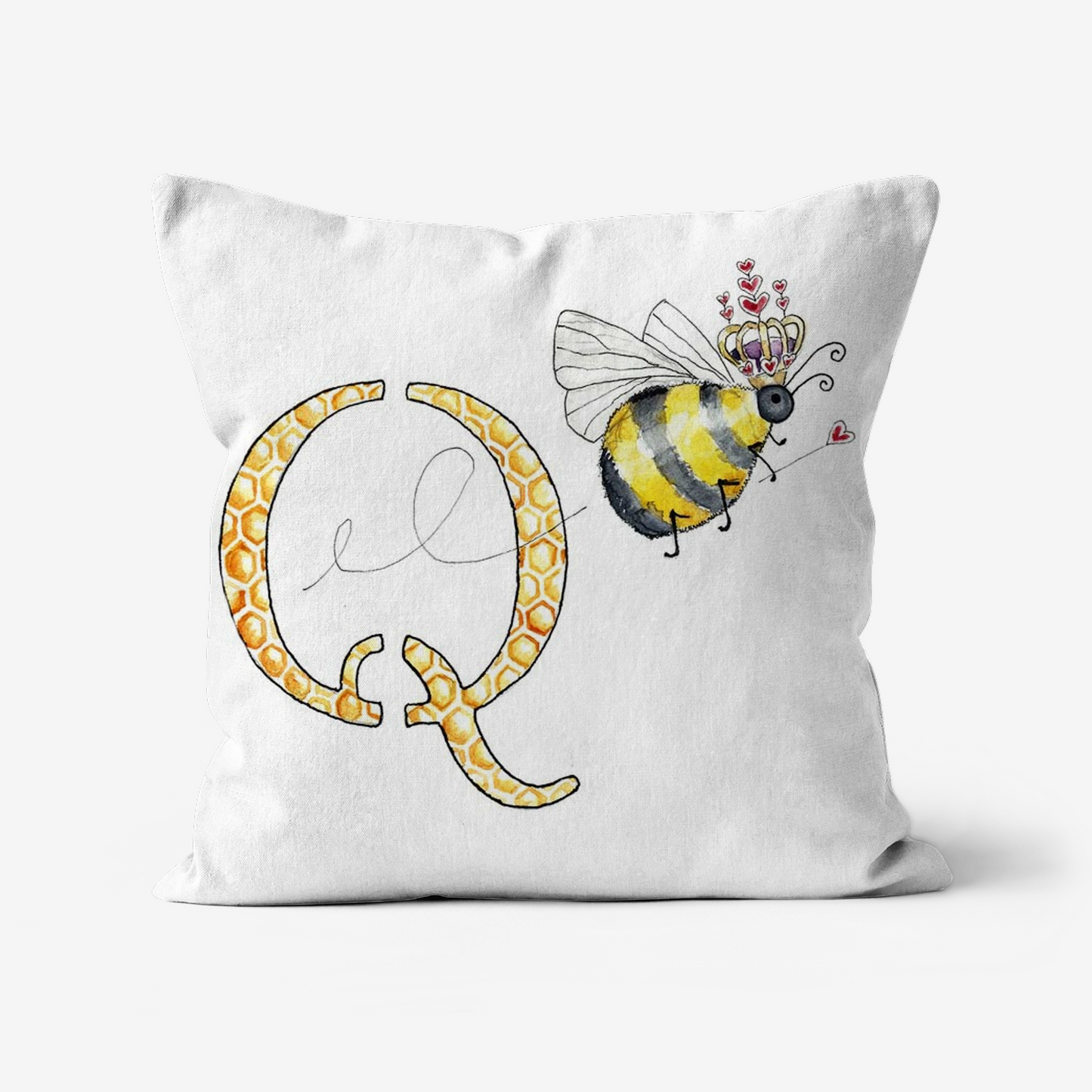 Illustrated Alphabet Linen Cushion Cover – Handmade in the UK | Personalised Letter Pillow | Nursery & Children’s Room Décor