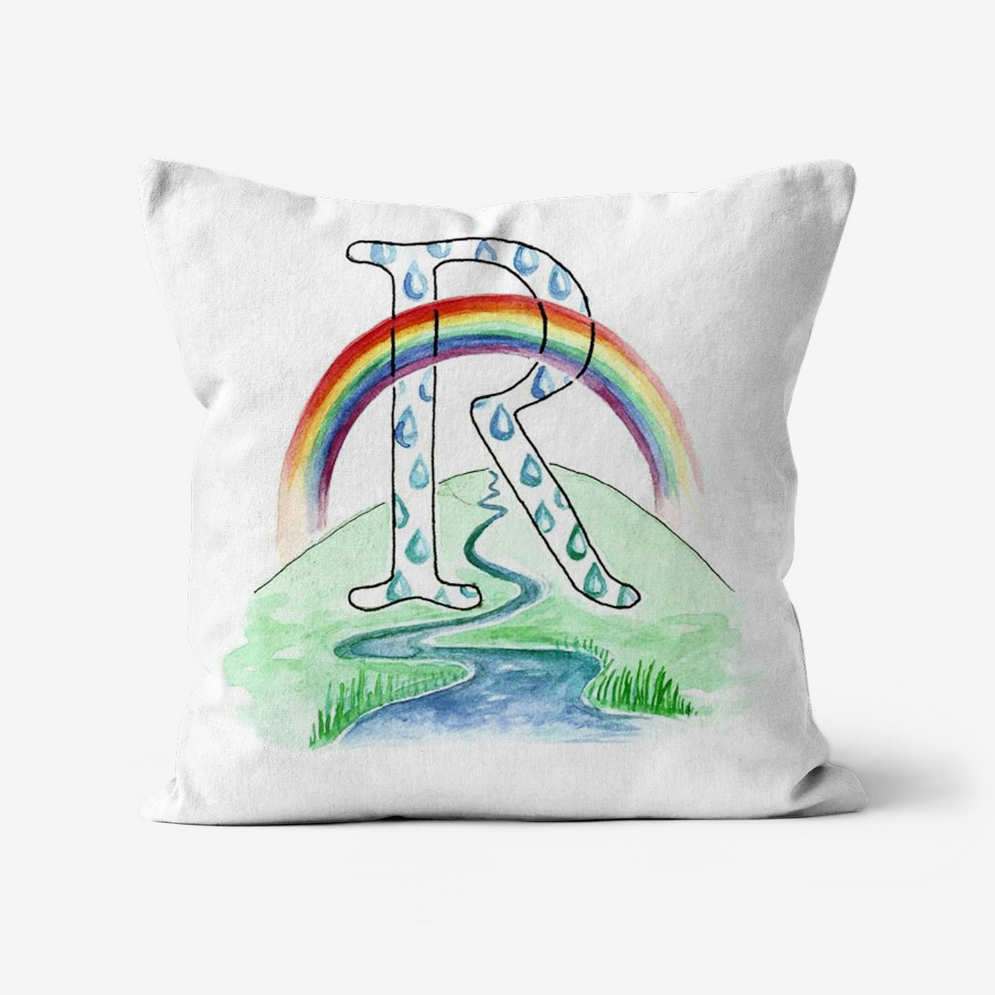 Illustrated Alphabet Linen Cushion Cover – Handmade in the UK | Personalised Letter Pillow | Nursery & Children’s Room Décor