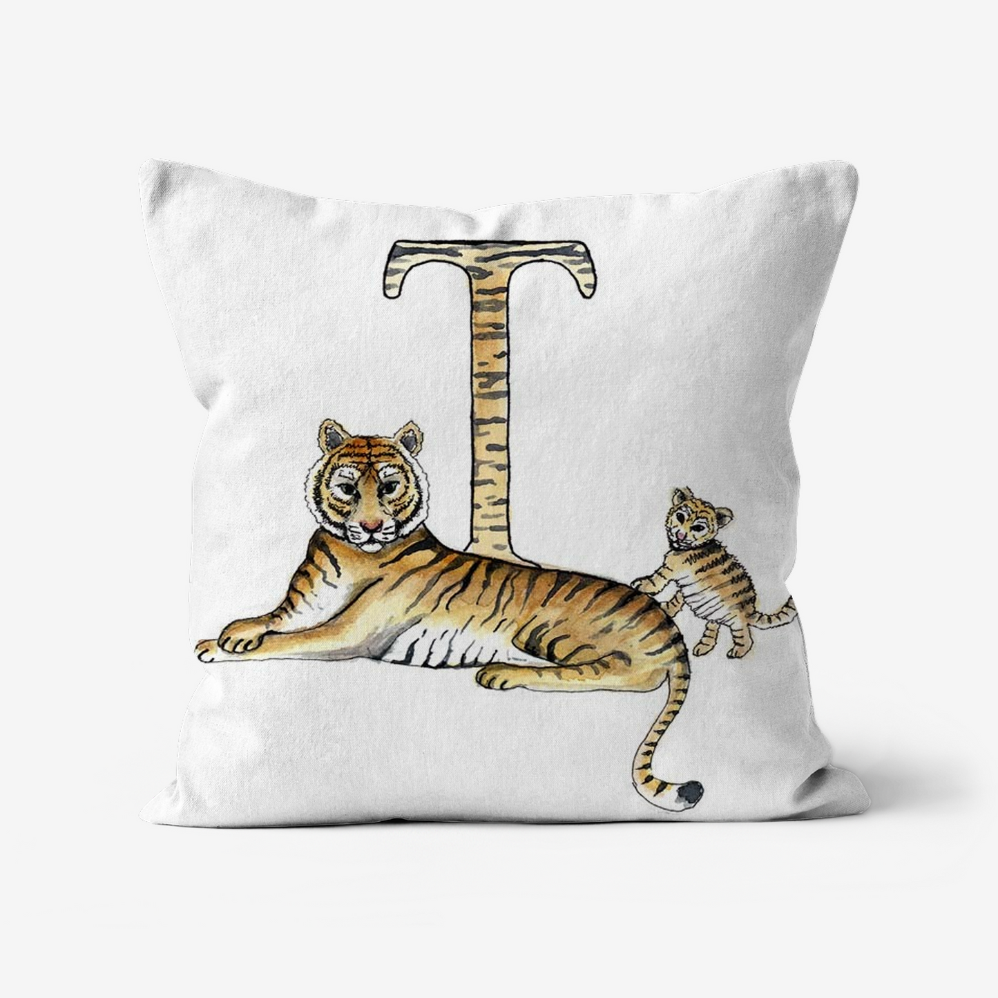 Illustrated Alphabet Linen Cushion Cover – Handmade in the UK | Personalised Letter Pillow | Nursery & Children’s Room Décor