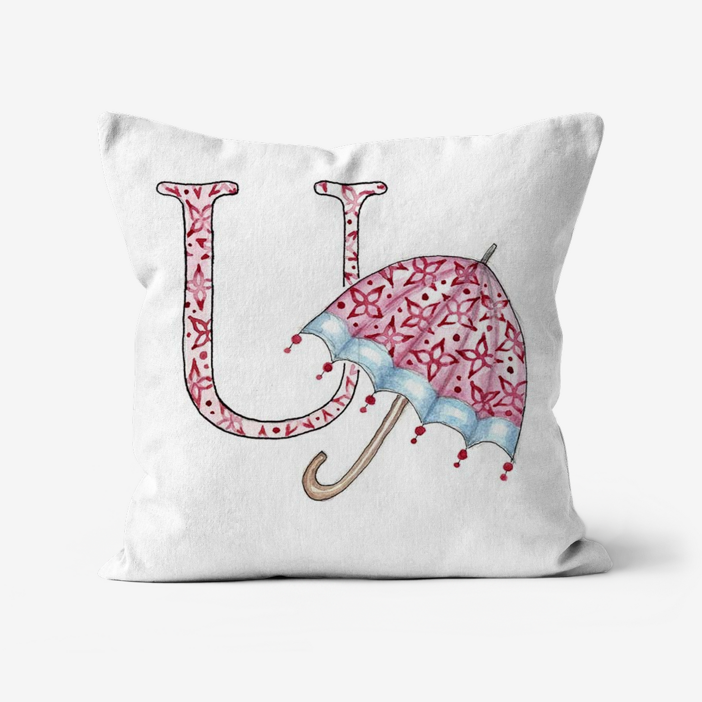 Illustrated Alphabet Linen Cushion Cover – Handmade in the UK | Personalised Letter Pillow | Nursery & Children’s Room Décor