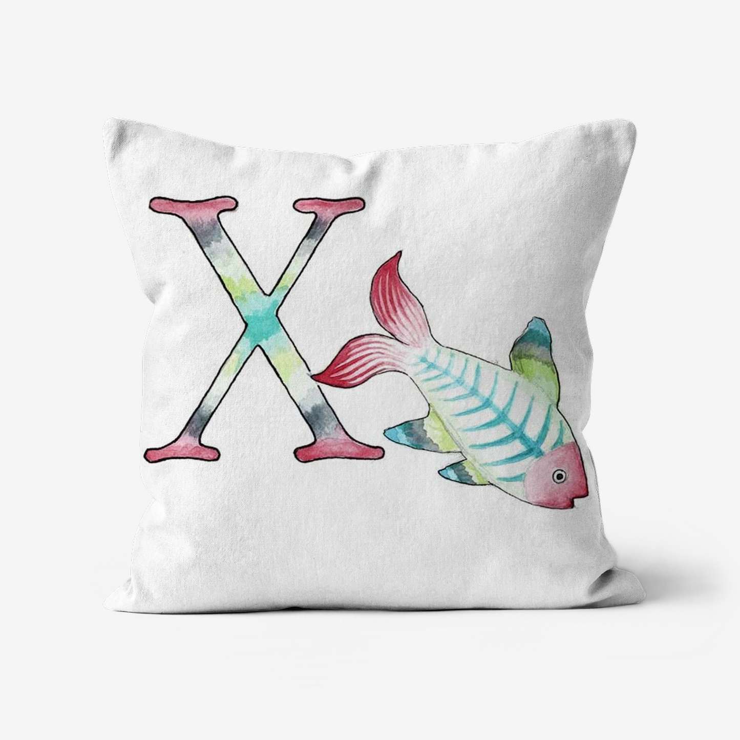 Illustrated Alphabet Linen Cushion Cover – Handmade in the UK | Personalised Letter Pillow | Nursery & Children’s Room Décor