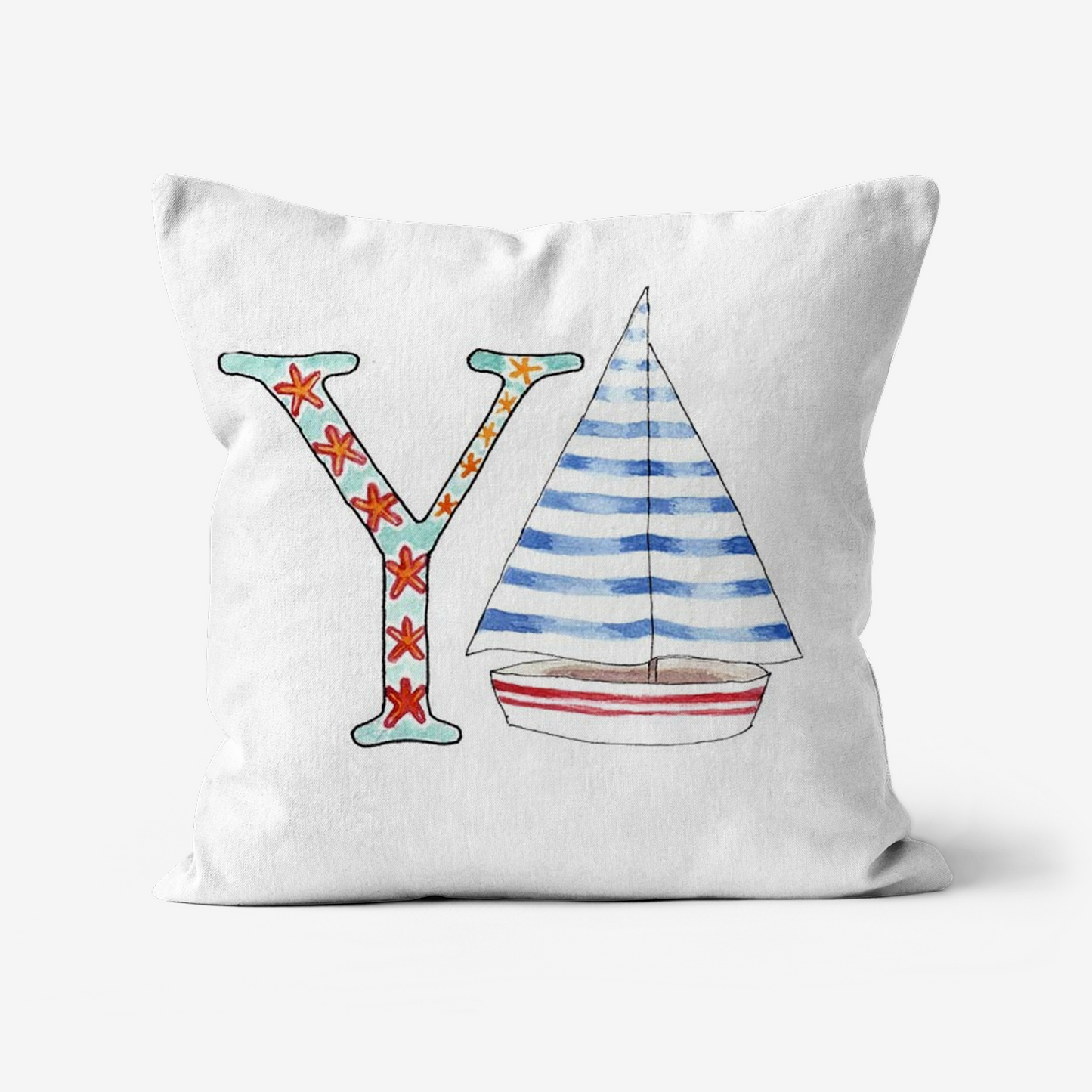 Illustrated Alphabet Linen Cushion Cover – Handmade in the UK | Personalised Letter Pillow | Nursery & Children’s Room Décor