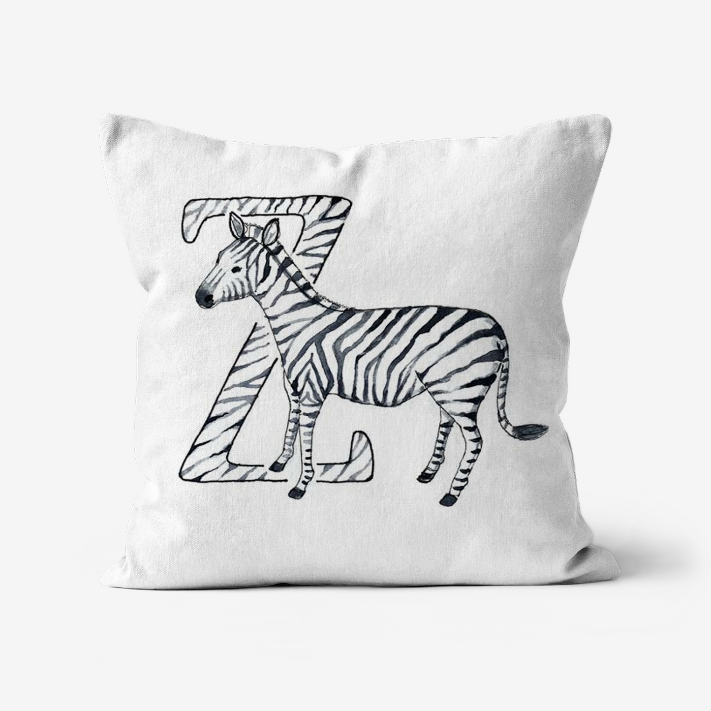 Illustrated Alphabet Linen Cushion Cover – Handmade in the UK | Personalised Letter Pillow | Nursery & Children’s Room Décor